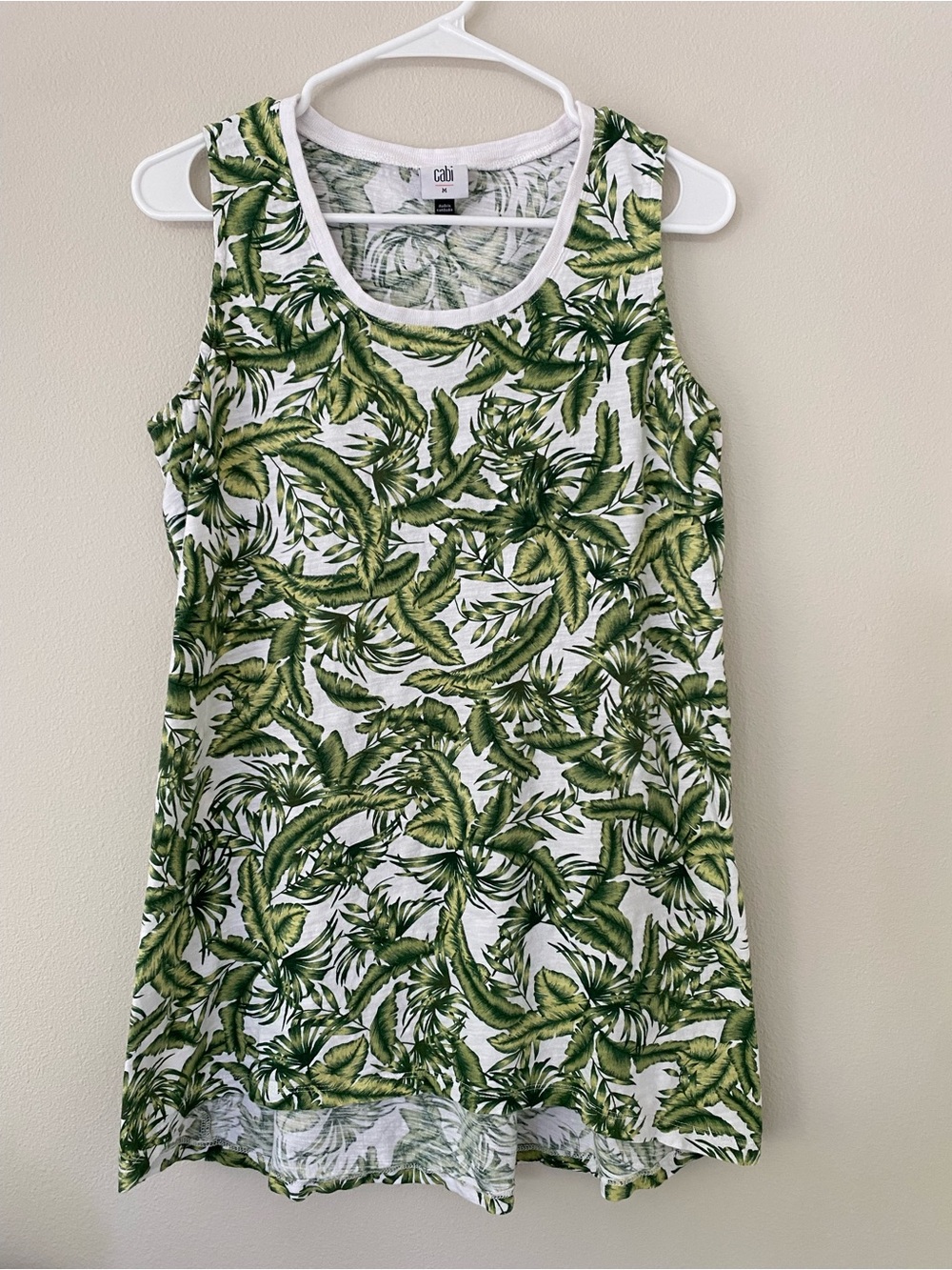 Cabi 5994 Paradise Cover Up Green Leaf Print Tank Dress Palm Leaf Medium